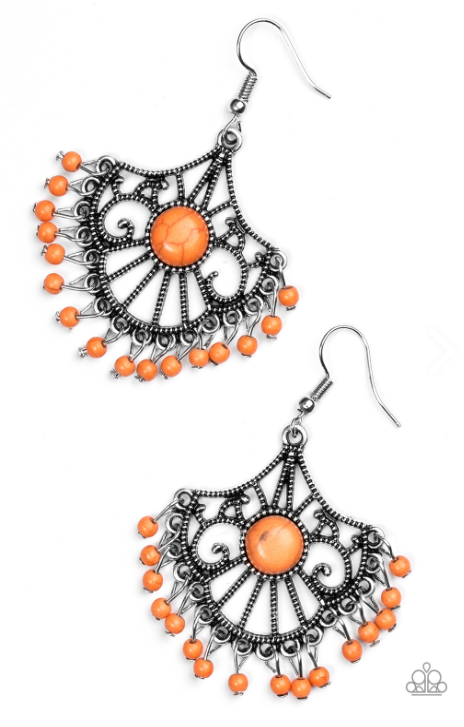 Paparazzi Stone Lagoon - Orange Earrings - Spellbound Jewelz