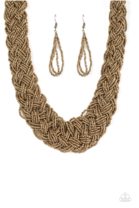 Paparazzi Mesmerizingly Mesopotamia - Brass Necklace - Spellbound Jewelz