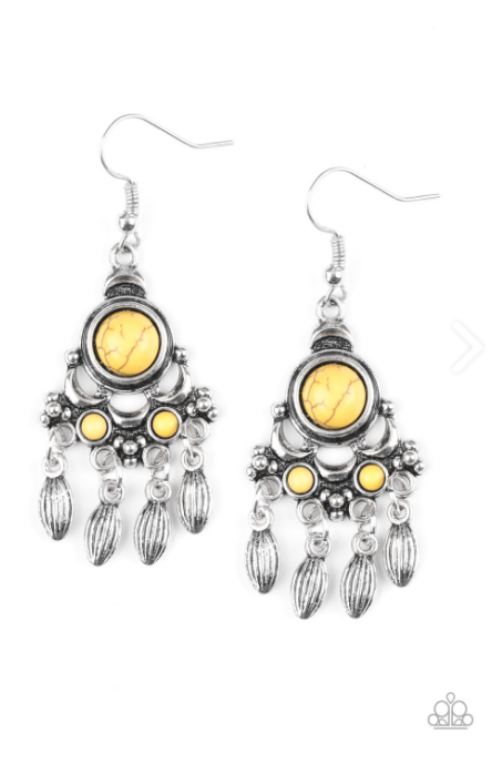 Paparazzi No Place Like HOMESTEAD - Yellow Earrings - Spellbound Jewelz