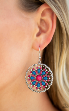 Paparazzi Mardi Gras Garden - Pink Earrings - Spellbound Jewelz