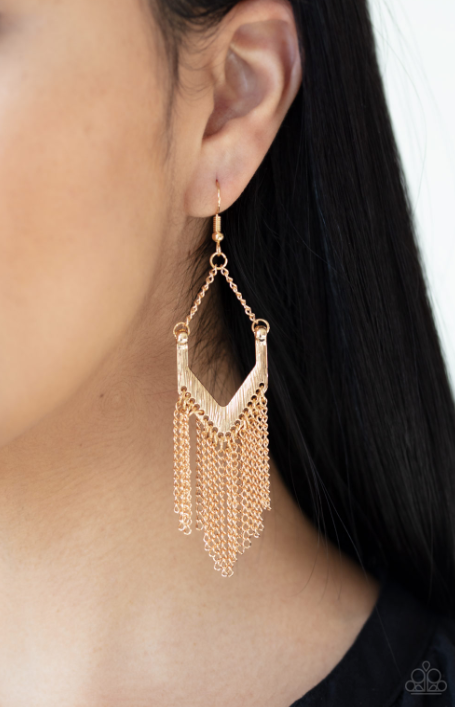 Paparazzi Unchained Fashion - Gold Earrings - Spellbound Jewelz