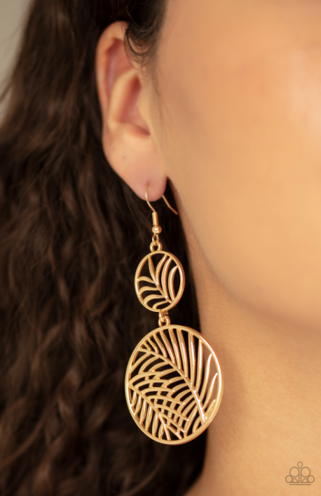 Paparazzi Palm Oasis - Gold Earrings - Spellbound Jewelz