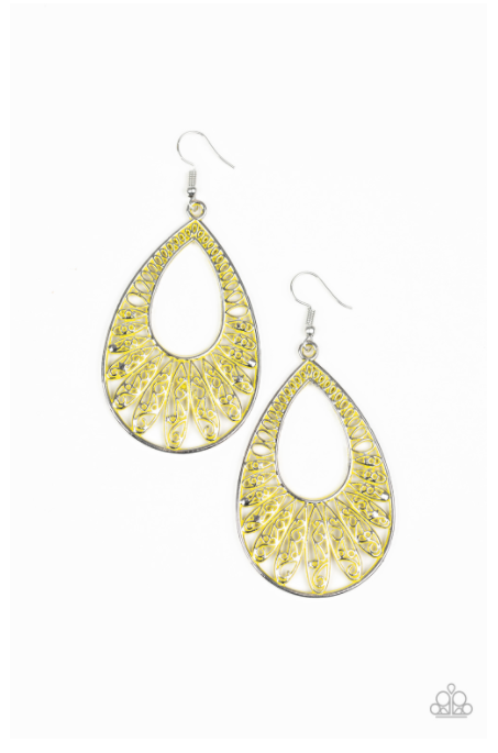 Paparazzi Flamingo Flamenco - Yellow Earrings - Spellbound Jewelz