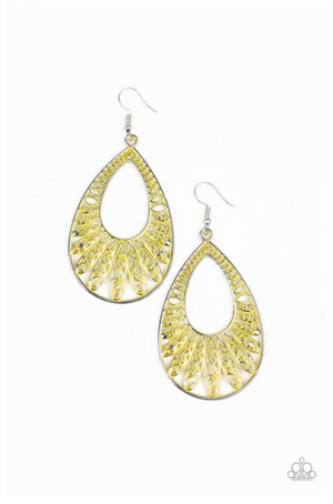 Paparazzi Flamingo Flamenco - Yellow Earrings - Spellbound Jewelz