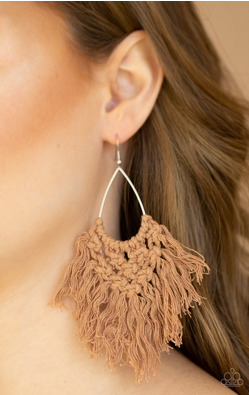 Paparazzi Oh MACRAME, Oh My - Brown Earrings