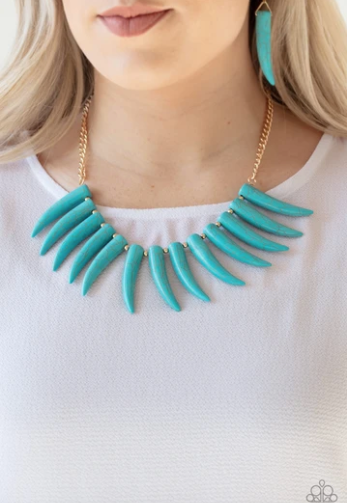 Paparazzi Life of the Party Exclusive - Tusk Tundra - Blue Necklace