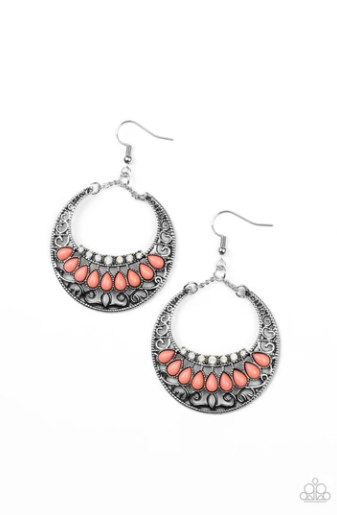 Paparazzi Crescent Couture - Orange Earrings