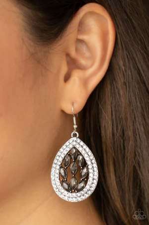 Paparazzi Encased Elegance - Silver Earrings