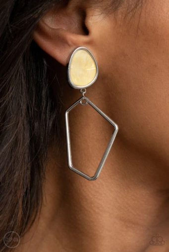 Paparazzi Retro Reverie - Yellow Clip-on Earrings