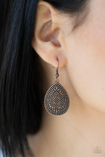 Paparazzi Mayan Mecca - Copper Earrings