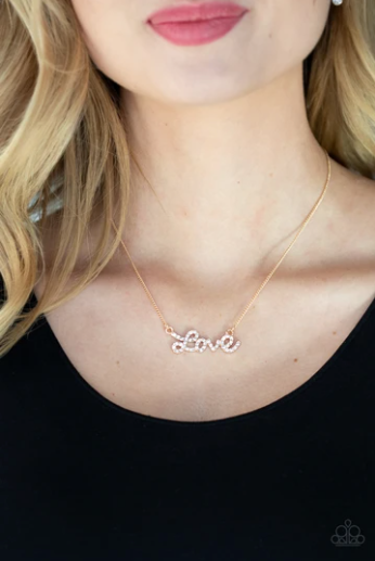 Paparazzi Head Over Heels In Love - Gold Necklace