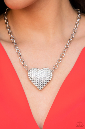 Paparazzi Life of the Party Exclusive January 2022 - Heartbreakingly Blingy - White Necklace