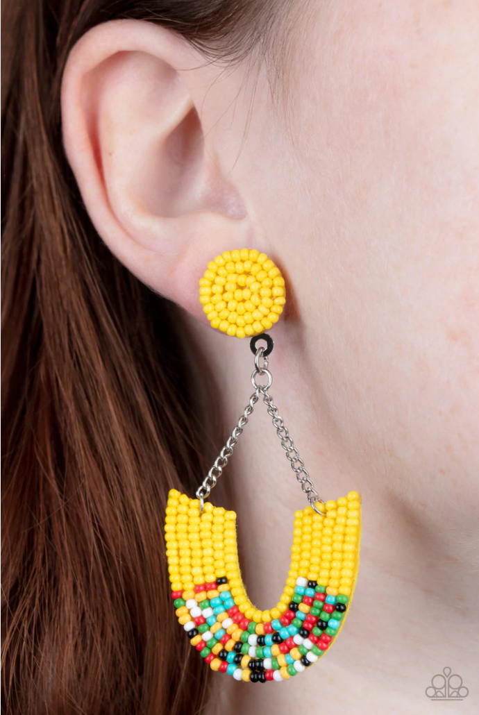 Paparazzi Make It RAINBOW - Yellow Earrings