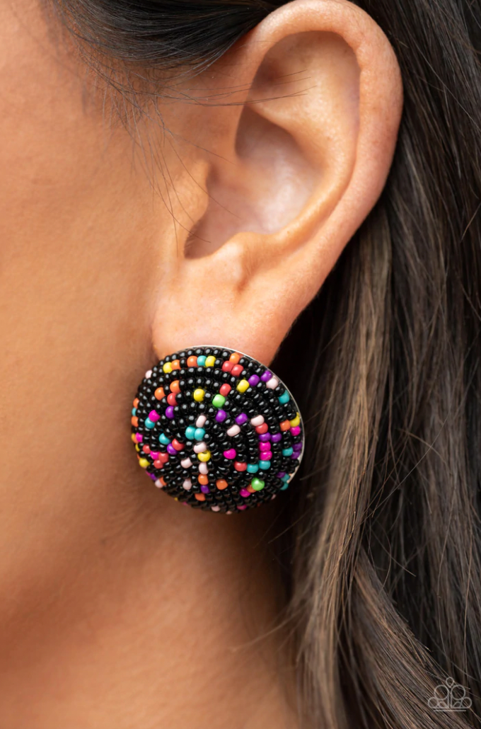 Paparazzi Kaleidoscope Sky - Black Earrings