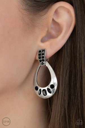 Paparazzi Broker Babe - Black Clip-On Earrings