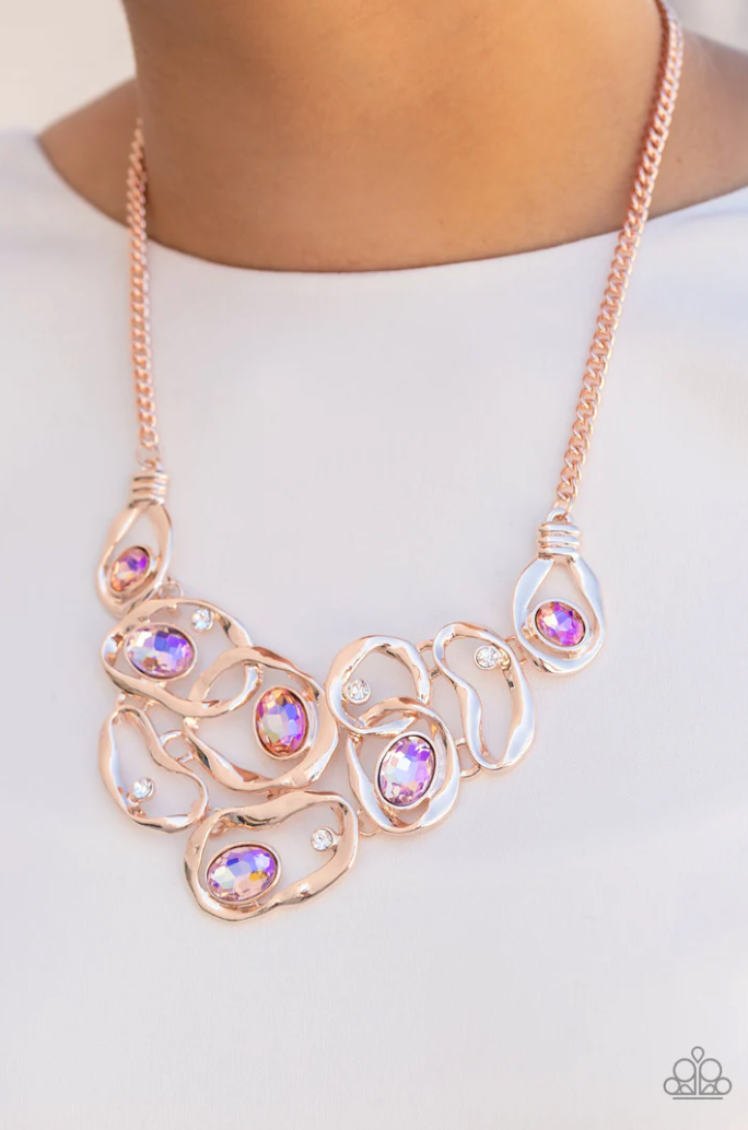 Paparazzi Life of the Party Exclusive - July 2022 - Warp Speed - Rose Gold Necklace