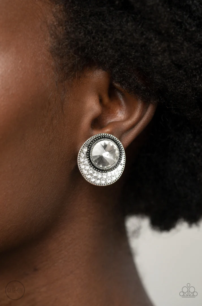 Paparazzi Off the RICHER-Scale - White Clip-on Earrings