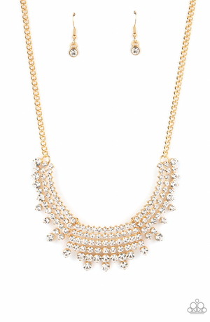 Paparazzi Life of the Party Exclusive January 2023 -  Shimmering Song Gold Necklace