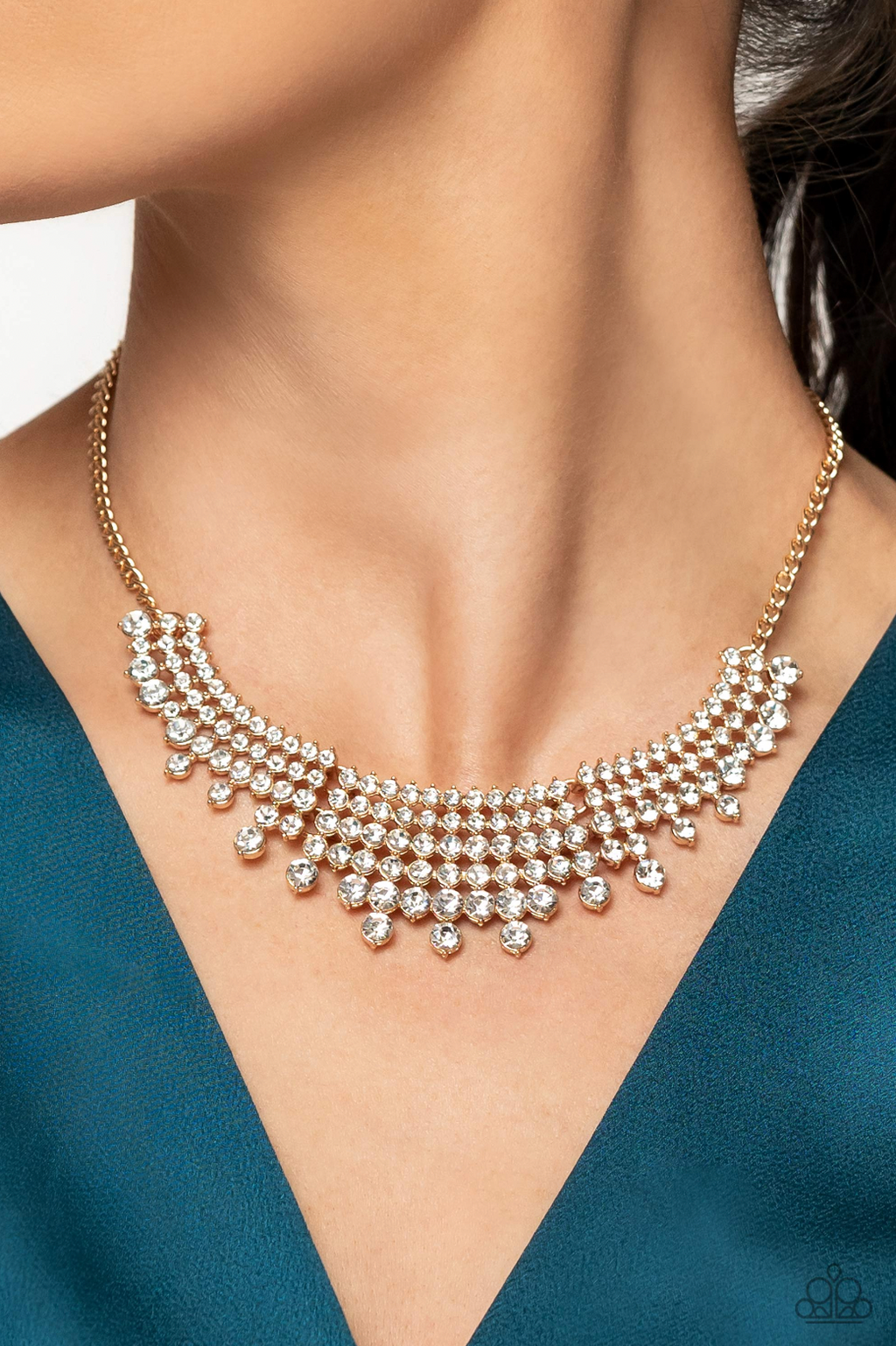 Paparazzi Life of the Party Exclusive January 2023 -  Shimmering Song Gold Necklace