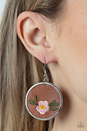 Paparazzi Prairie Patchwork - Pink Earrings