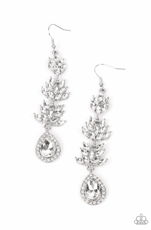 Paparazzi Life of the Party Exclusive February 2023 - Water Lily Whimsy White Earrings