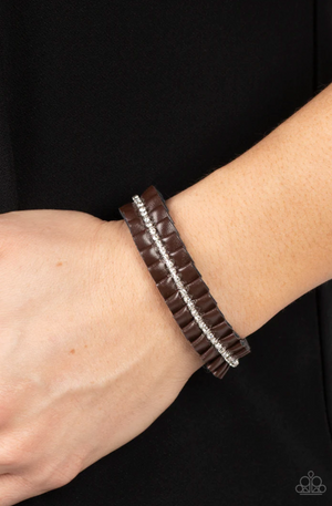 Paparazzi Pretty Pretty Pleats - Brown Bracelet