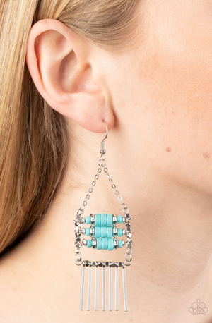 Paparazzi Tribal Tapestry - Blue Earrings