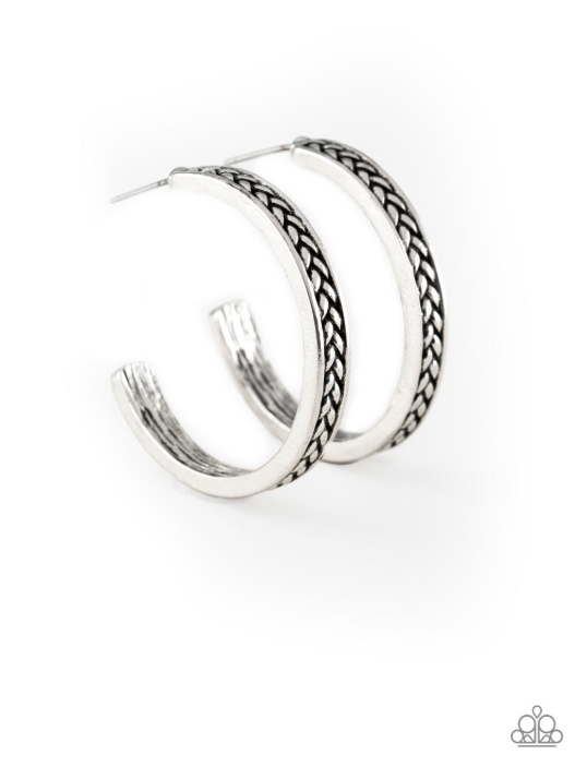 Paparazzi Rugged Retro - Silver Earrings - Spellbound Jewelz
