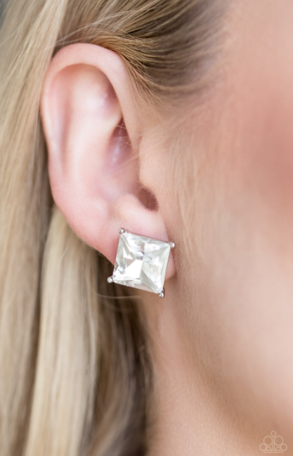Paparazzi The Big Bang - White Post Earrings - Spellbound Jewelz