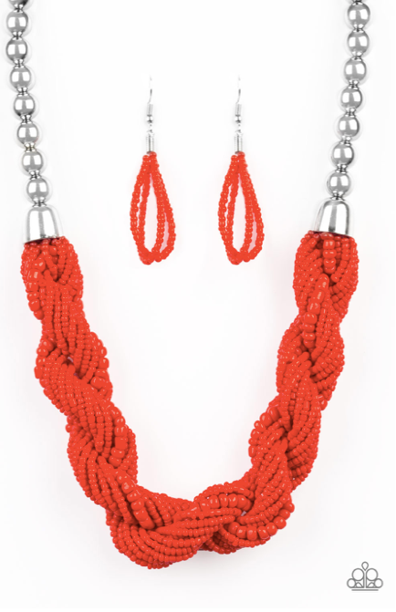 Paparazzi Savannah Surfin - Red Necklace - Spellbound Jewelz