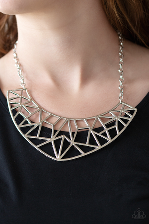 Paparazzi Strike White HAUTE - Silver Necklace - Spellbound Jewelz