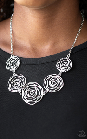 Paparazzi Rosy Rosette - Silver Necklace - Spellbound Jewelz