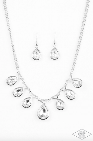 Paparazzi Life of the Party Exclusive = Love at FIERCE Sight White Necklace - Spellbound Jewelz