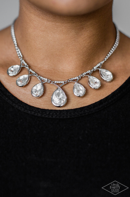 Paparazzi Life of the Party Exclusive = Love at FIERCE Sight White Necklace - Spellbound Jewelz