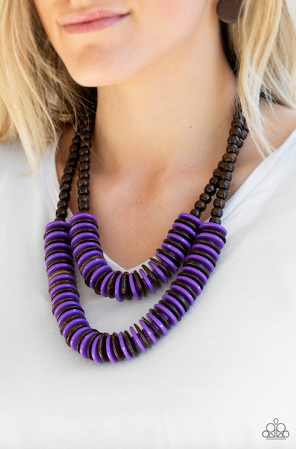 Paparazzi Dominican Disco - Purple Wood Necklace - Spellbound Jewelz