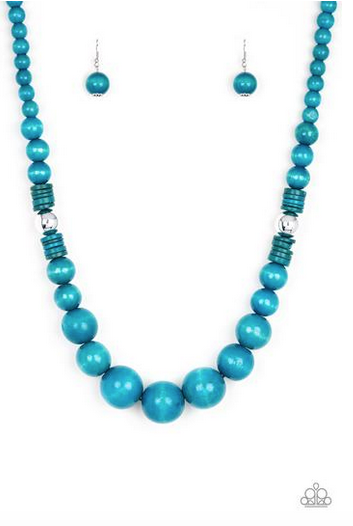 Paparazzi Panama Panorama Blue Wood Necklace - Spellbound Jewelz