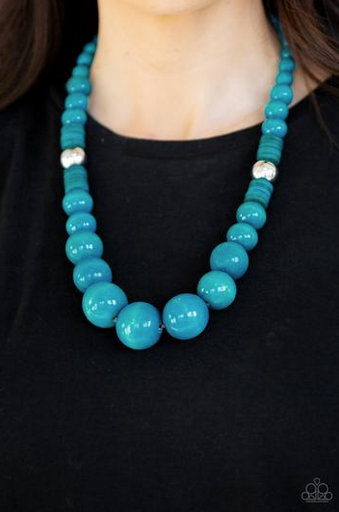 Paparazzi Panama Panorama Blue Wood Necklace - Spellbound Jewelz