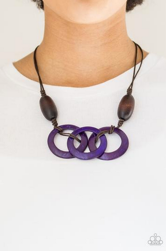 Paparazzi Bahama Drama Purple Wood Necklace - Spellbound Jewelz