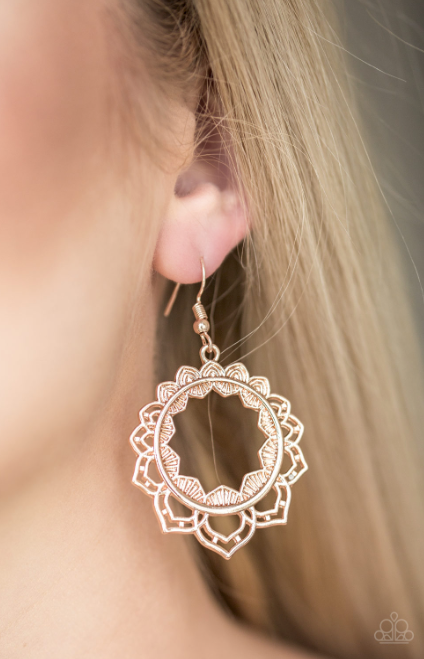Paparazzi Modest Mandalas - Rose Gold Earrings - Spellbound Jewelz