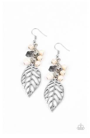Paparazzi Forest Frontier - White Earrings - Spellbound Jewelz