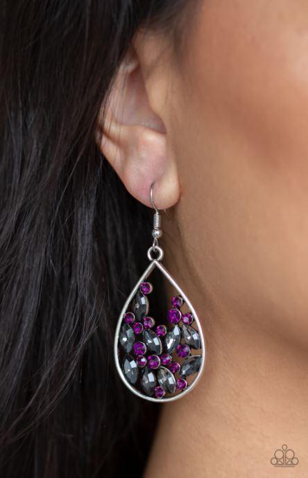 Paparazzi Cash or Crystal? - Purple Earrings - Spellbound Jewelz