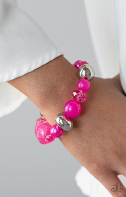 Paparazzi Ice Ice-Breaker - Pink Bracelet - Spellbound Jewelz