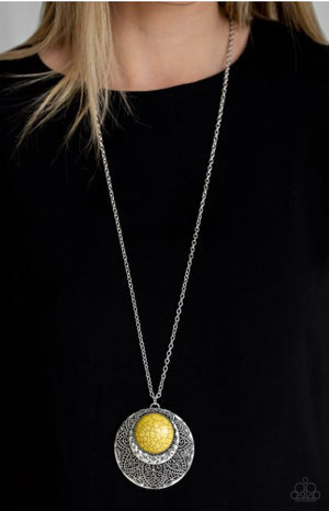 Paparazzi Medallion Meadow - Yellow Necklace - Spellbound Jewelz