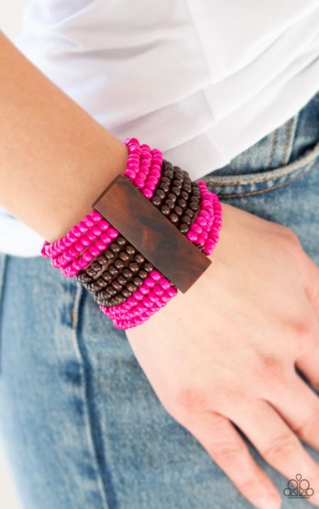 Paparazzi JAMAICAN Me Jam - Pink Wood Bracelet - Spellbound Jewelz